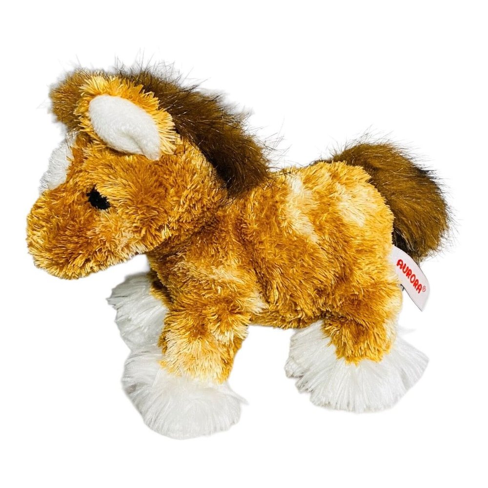 6" Aurora Mini Flopsies Pony Horse Plush Stuffed Toy Lovey CLYDE THE CLYDESDALE